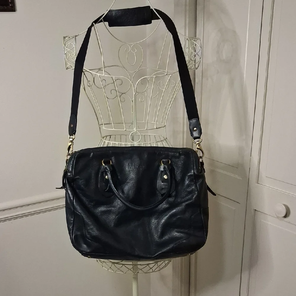 Margot Black Leather Travel Bag